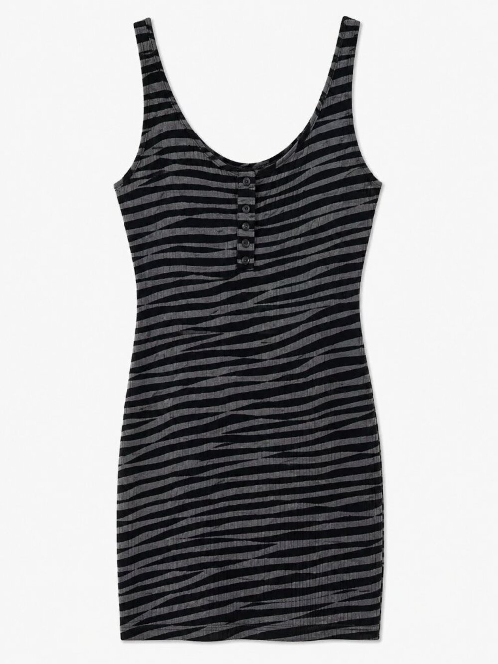 Classic Black & Gray Striped Henley Tank Dress